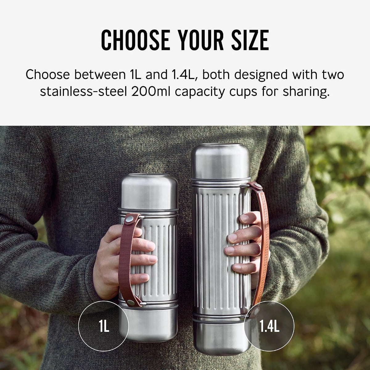 BLACK + BLUM Explorer Flask Duo | Insulated Stainless Steel | 2 Cups | 1L