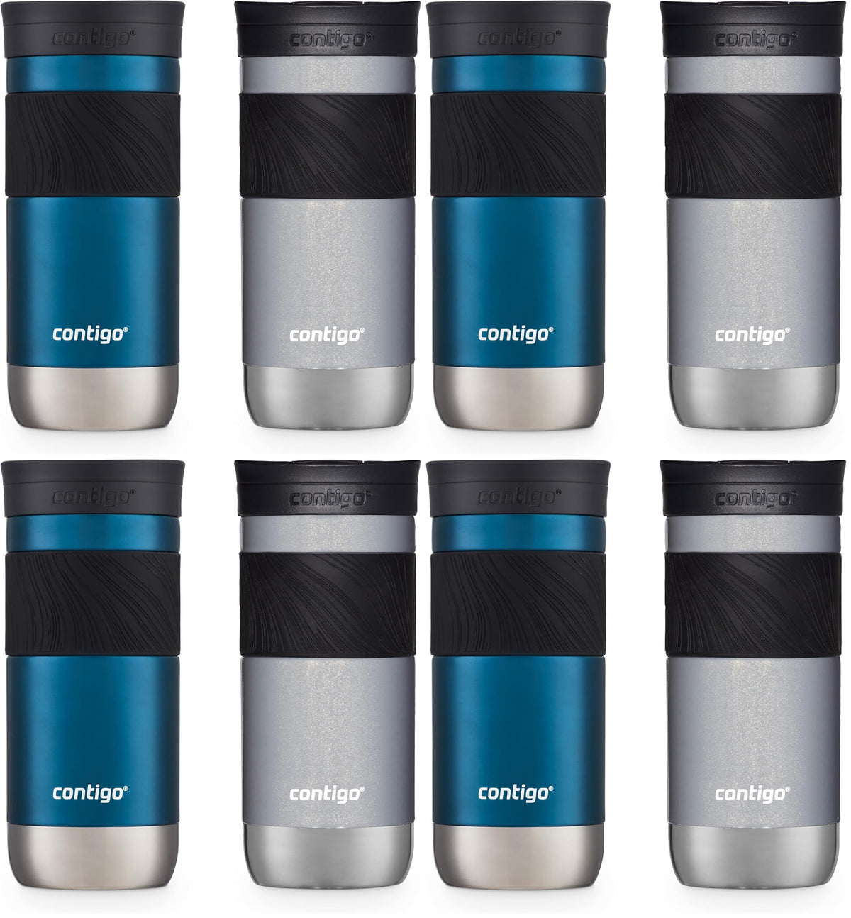 Contigo Byron Vacuum-Insulated Stainless Steel Travel Mug with Leak-Proof Lid, Reusable Coffee Cup or Water Bottle, BPA-Free, 20oz 2-Pack in Sake & Blue Corn Perfect for Hot and Cold Beverages