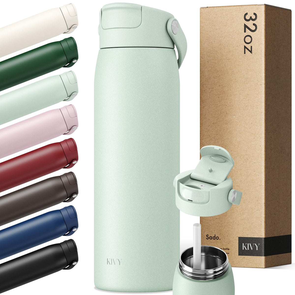 KIVY Stainless Steel Water Bottle With Straw 24oz - 24h Cold | 12h Hot
