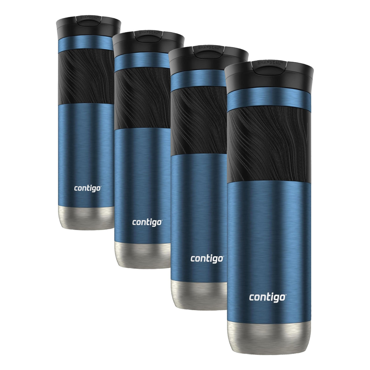 Contigo Byron Vacuum-Insulated Stainless Steel Travel Mug with Leak-Proof Lid, Reusable Coffee Cup or Water Bottle, BPA-Free, 20oz 2-Pack in Sake & Blue Corn Perfect for Hot and Cold Beverages