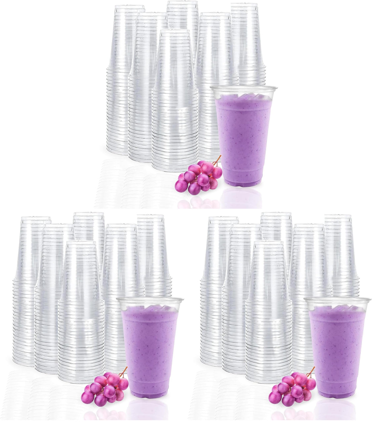 TashiBox 100 Count - 16 Ounce Plastic Cups, Ice Coffee Cups To Go - Crystal Clear PET Party Cups