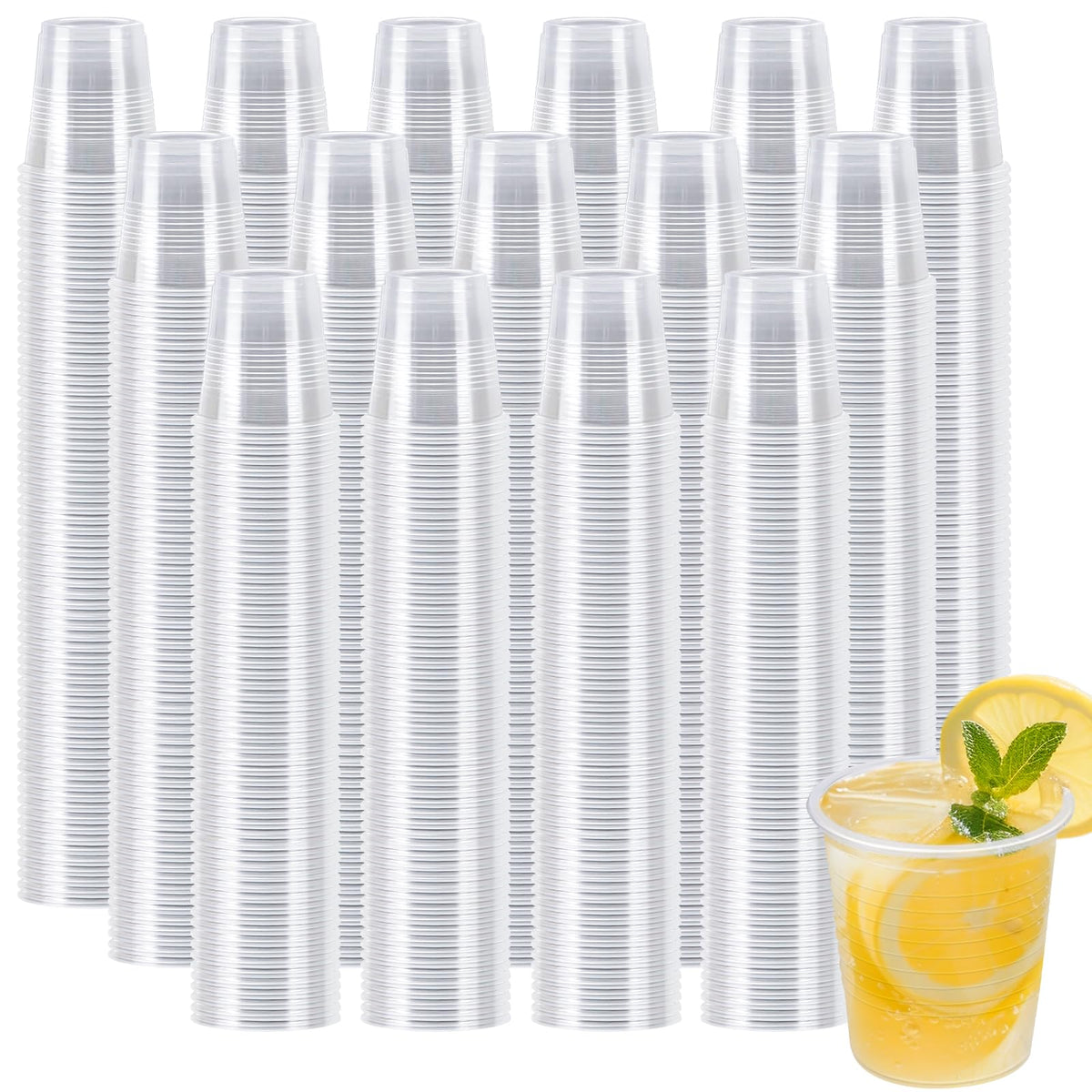 BYSNOW 500 Pack 7 oz Clear Plastic Cups, Disposable Plastic Water Cups