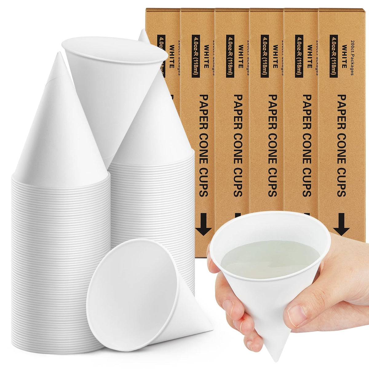 Roshtia Paper Cone Water Cups for Water Cooler Dispenser, 4 oz