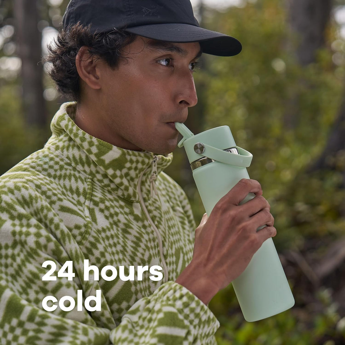 Hydro Flask Water Bottle - Insulated Stainless Steel - Wide Mouth Flex Straw Lid, Non Spill, Leakproof and Refillable in 32 Oz Botanical Bliss Agave