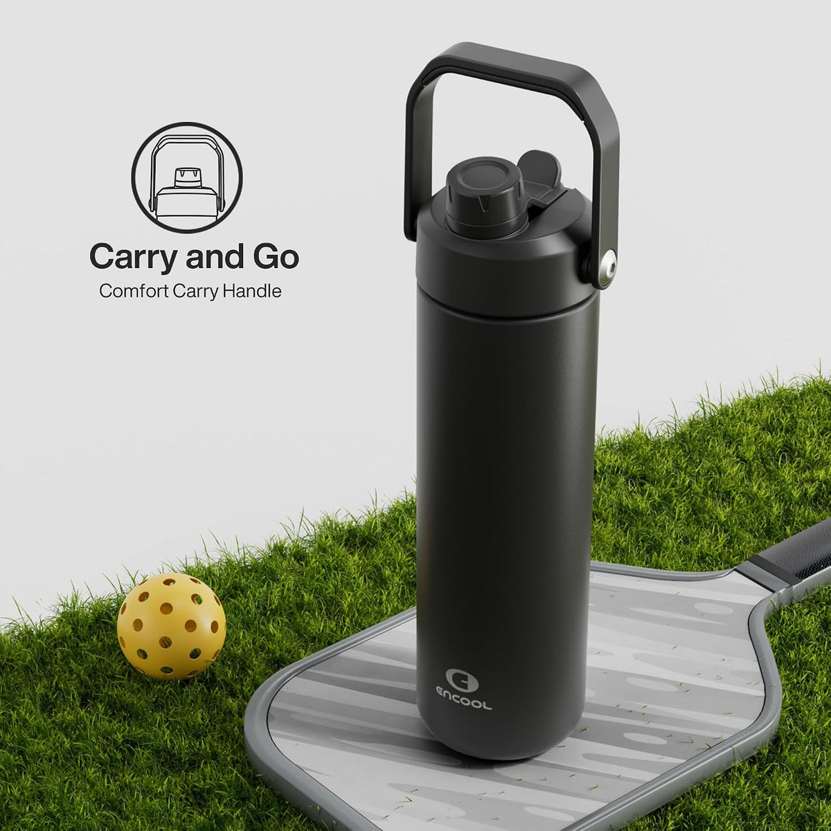 ENCOOL Insulated Water Bottle with Straw Stainless Steel Water Bottle, Leak-Proof, BPA-Free, Double Wall Vacuum Keeps Cold for 24 Hours for Sports, Travel, School (26 oz, Black Night)