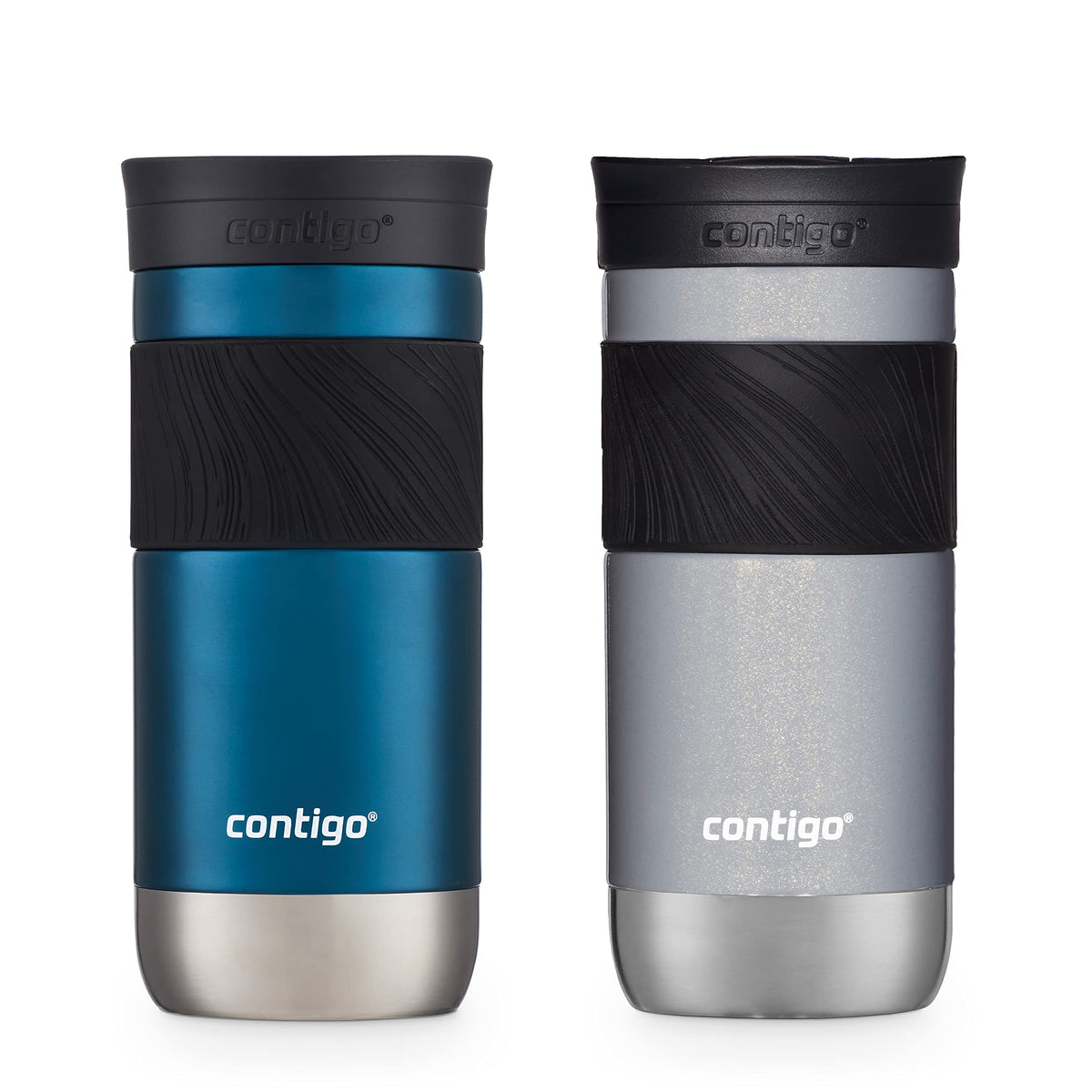 Contigo Byron Vacuum-Insulated Stainless Steel Travel Mug with Leak-Proof Lid, Reusable Coffee Cup or Water Bottle, BPA-Free, 20oz 2-Pack in Sake & Blue Corn Perfect for Hot and Cold Beverages