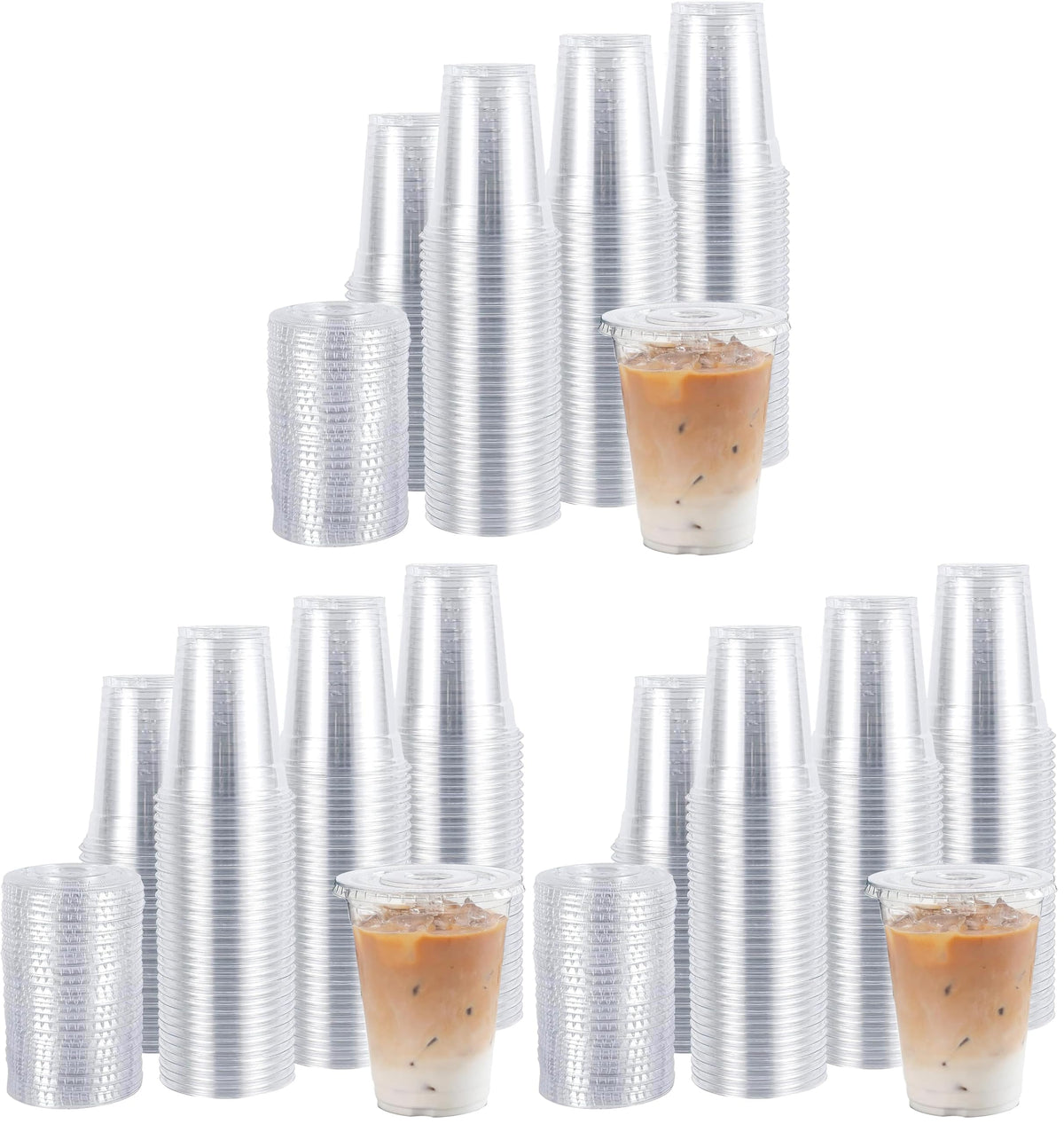 TashiBox 100 Count - 16 Ounce Plastic Cups, Ice Coffee Cups To Go - Crystal Clear PET Party Cups