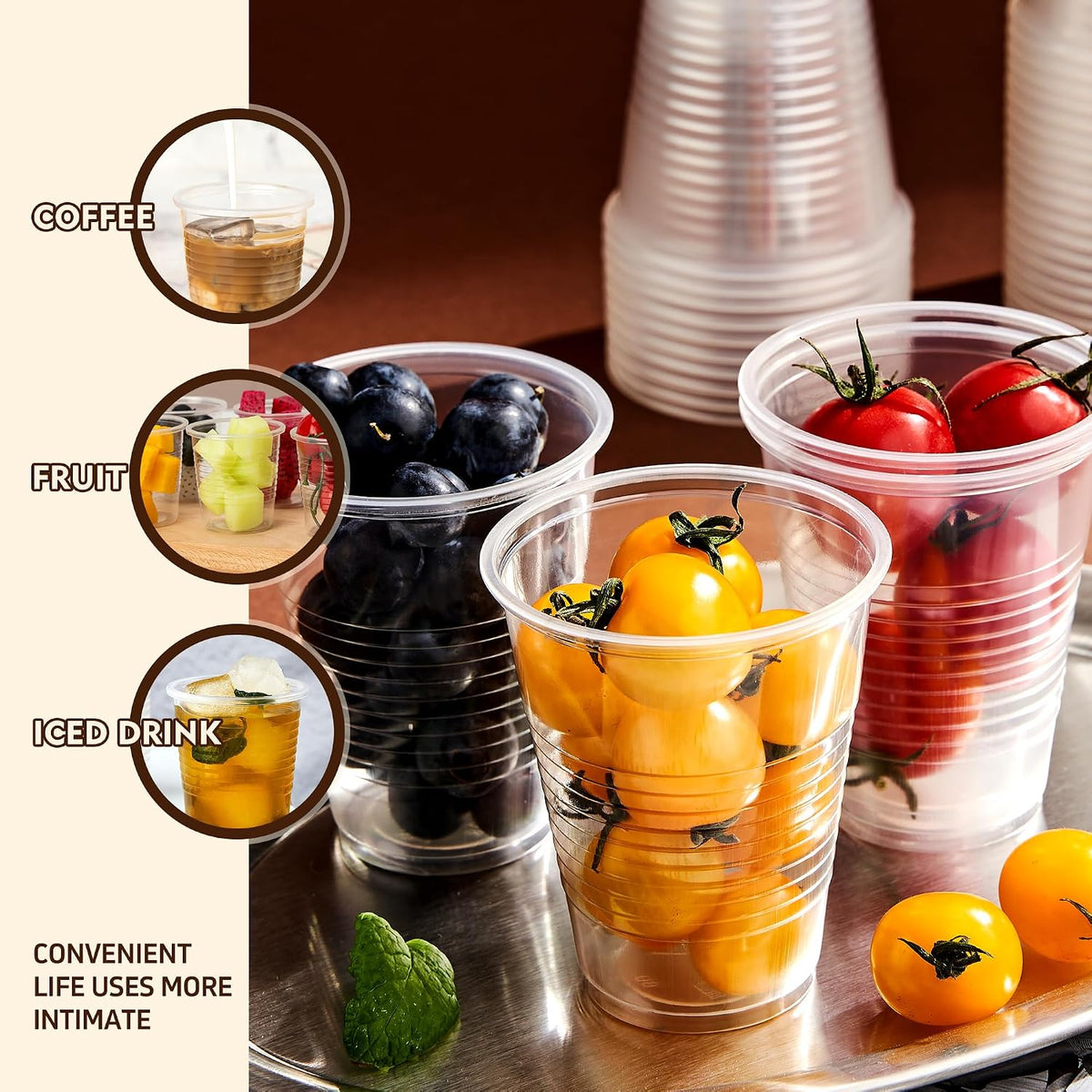YEEHAW 9 oz Plastic Cups, 500 Pack - Clear Disposable Drinking Water Cups for Cold Beverages, Clear Plastic Cups for Drinking, Ideal for Party