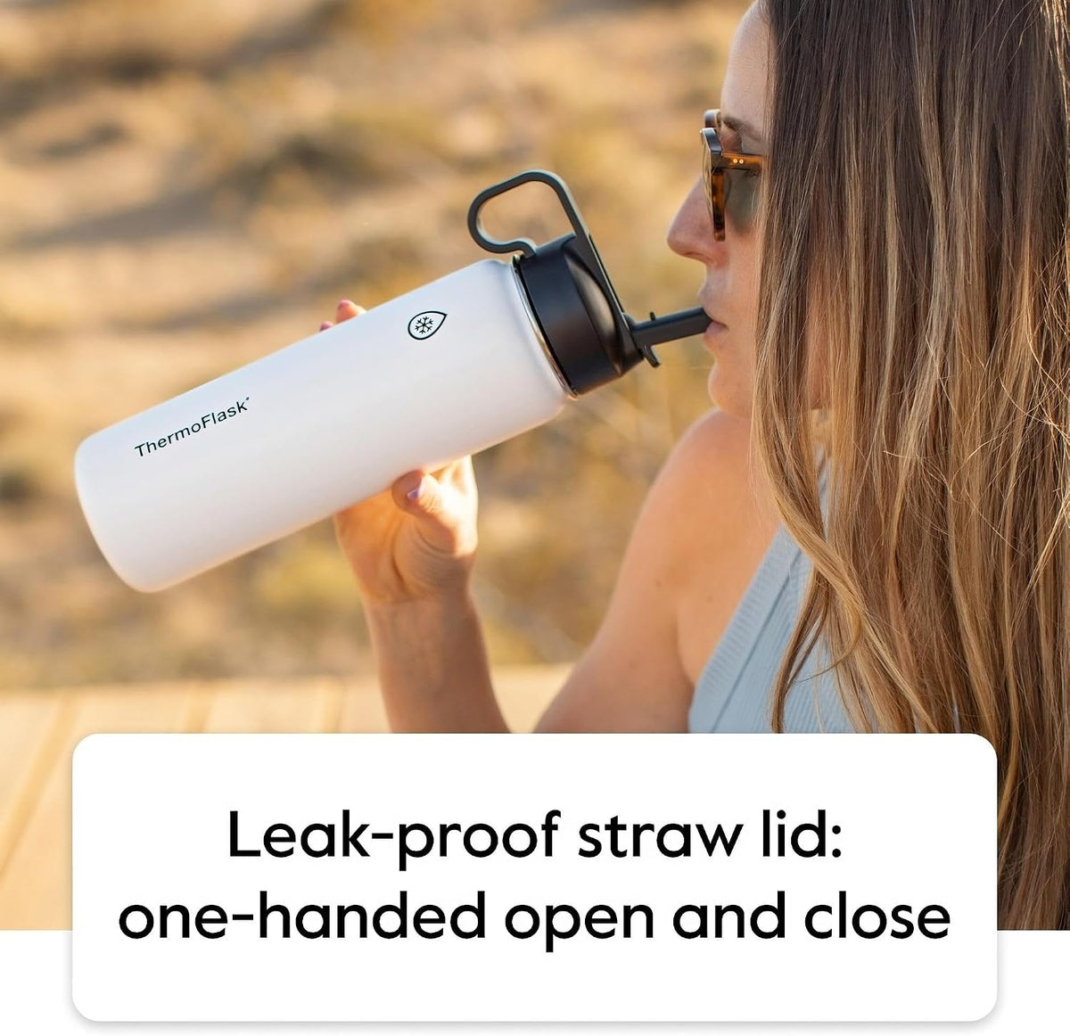 ThermoFlask 24 oz Double Wall Vacuum Insulated Stainless Steel Water Bottle - Reusable with Leakproof Chug & Straw Lids - Keeps Drinks Cold 24 hr/Hot 12 hr - Easy Maintenance - Gym/On-the-Go, Plum
