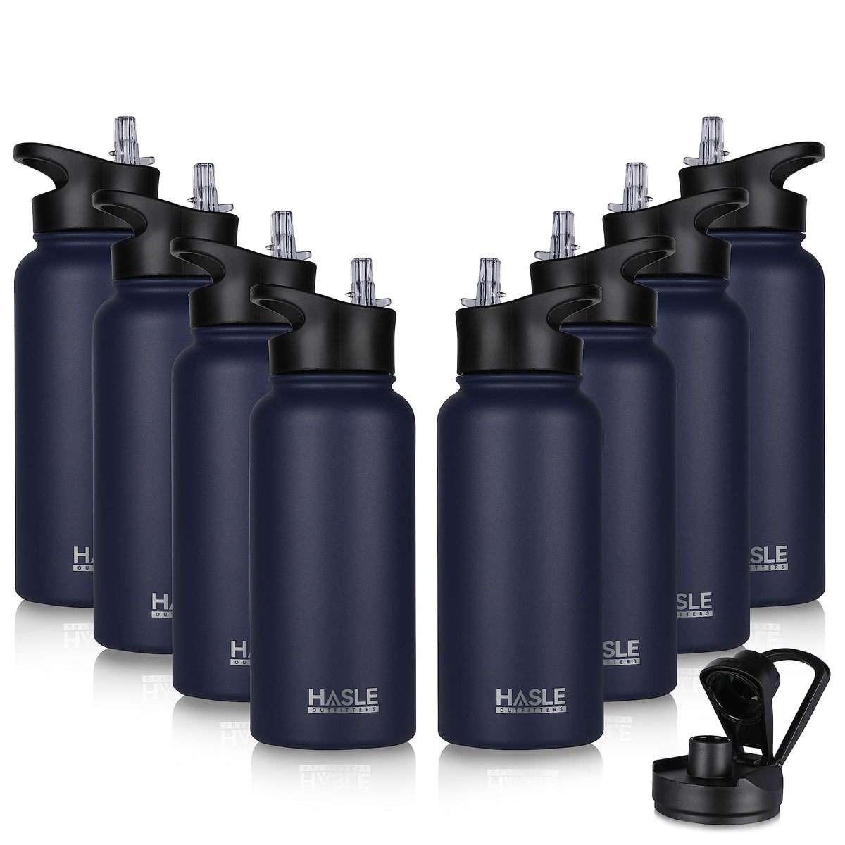 HASLE OUTFITTERS 32 oz Insulated Water Bottle Stainless Steel Double Walled Vacuum Sports Water Bottle with 2 Lids (Straw and Spout Lid) for Gym Camping Hiking(Black,1)