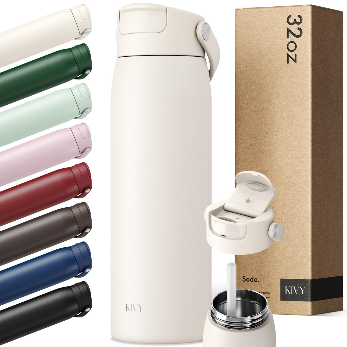 KIVY Stainless Steel Water Bottle With Straw 24oz - 24h Cold | 12h Hot