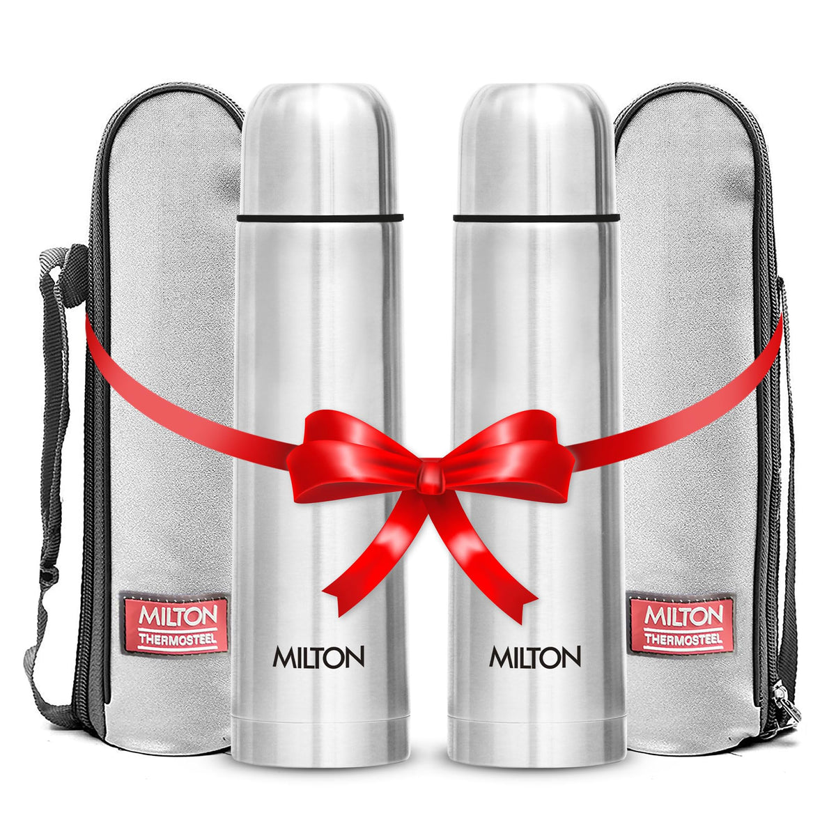 Milton Flask 34 oz Insulated Water Bottle with Cover, Flip Lid, Thermosteel