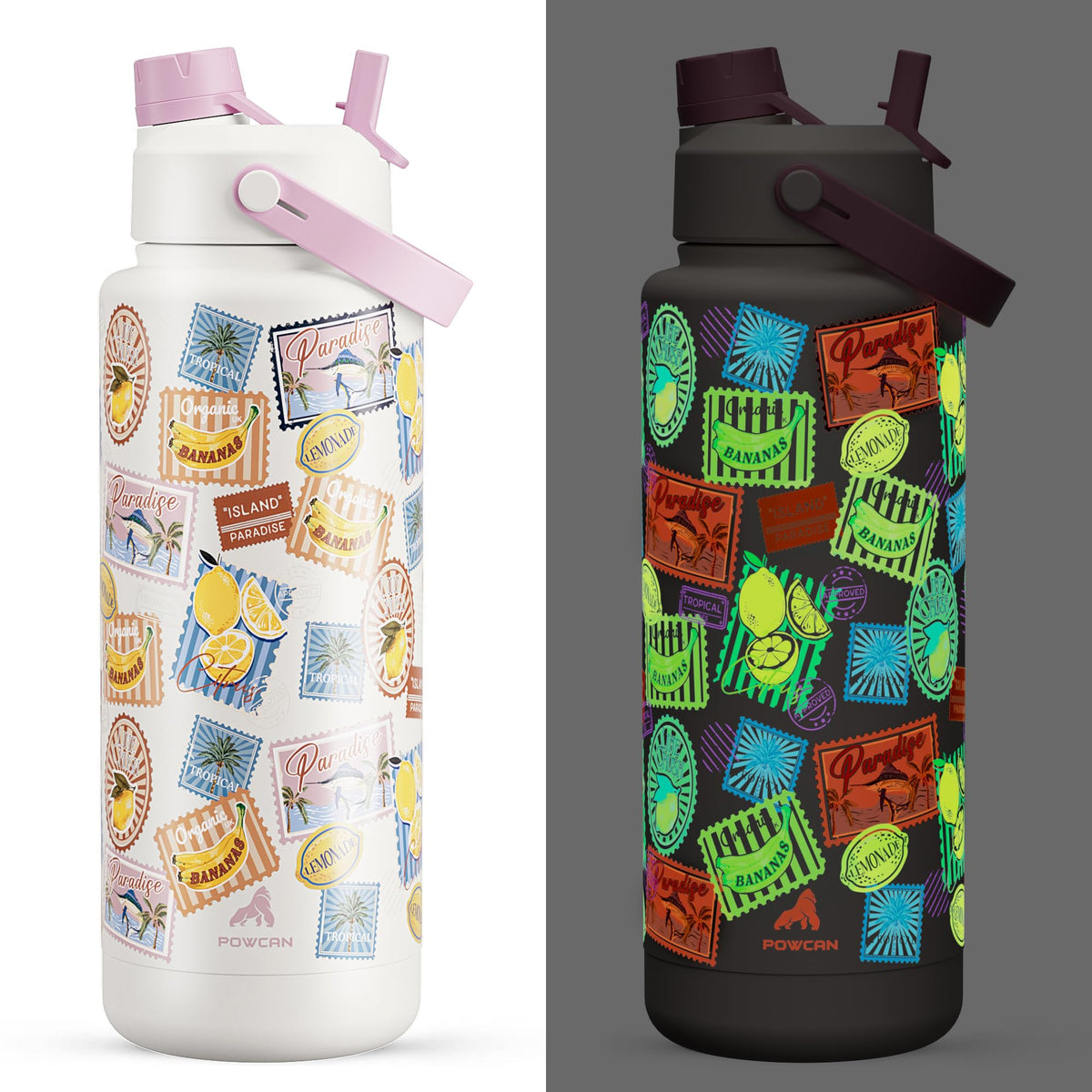 POWCAN 26 oz Insulated Water Bottle with 2-in-1 Straw and Spout Lid, Keep Cold 24H, Leak-Proof, Fits in Car Cup Holder, Stainless Steel Water Bottle for Sports, Travel, and School (Cotton Candy)