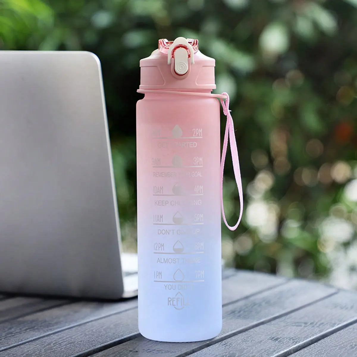 1pc 750ML Fitness Water Bottle, Portable Time Stamp Leak Proof, Tritan BPA Free, Ideal for Gym, Camping, Outdoor Sports, Durable Design, Bpa Free Drinkware