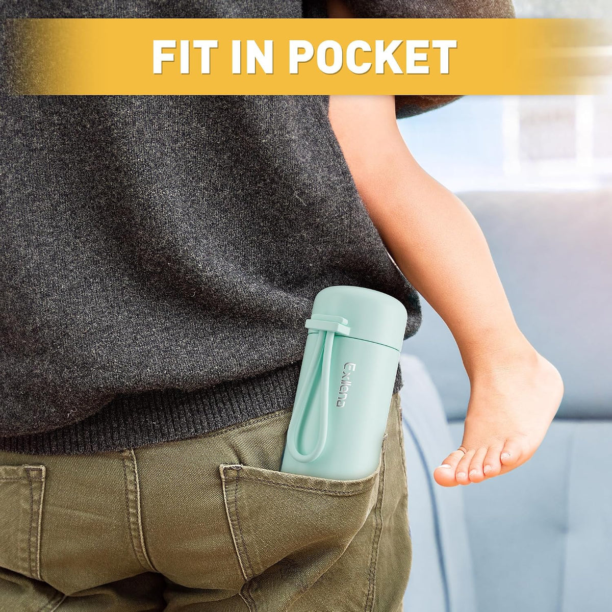 Exllena Mini Water Bottle 5oz, This is A EXTRA MINI Flask! Small Insulated Water Bottle for Hot&Cold Drinks, Water Bottle Purse with Carry Handle - 100% Leakproof Perfect for Travel...(Mint)