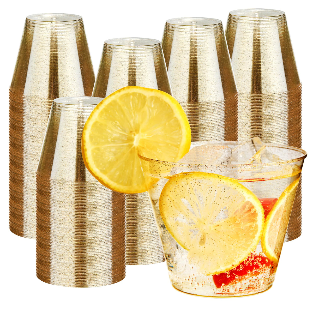 RACETOP 9 oz Clear Plastic Cups 100 packs, Perfect for Parties, Wedding