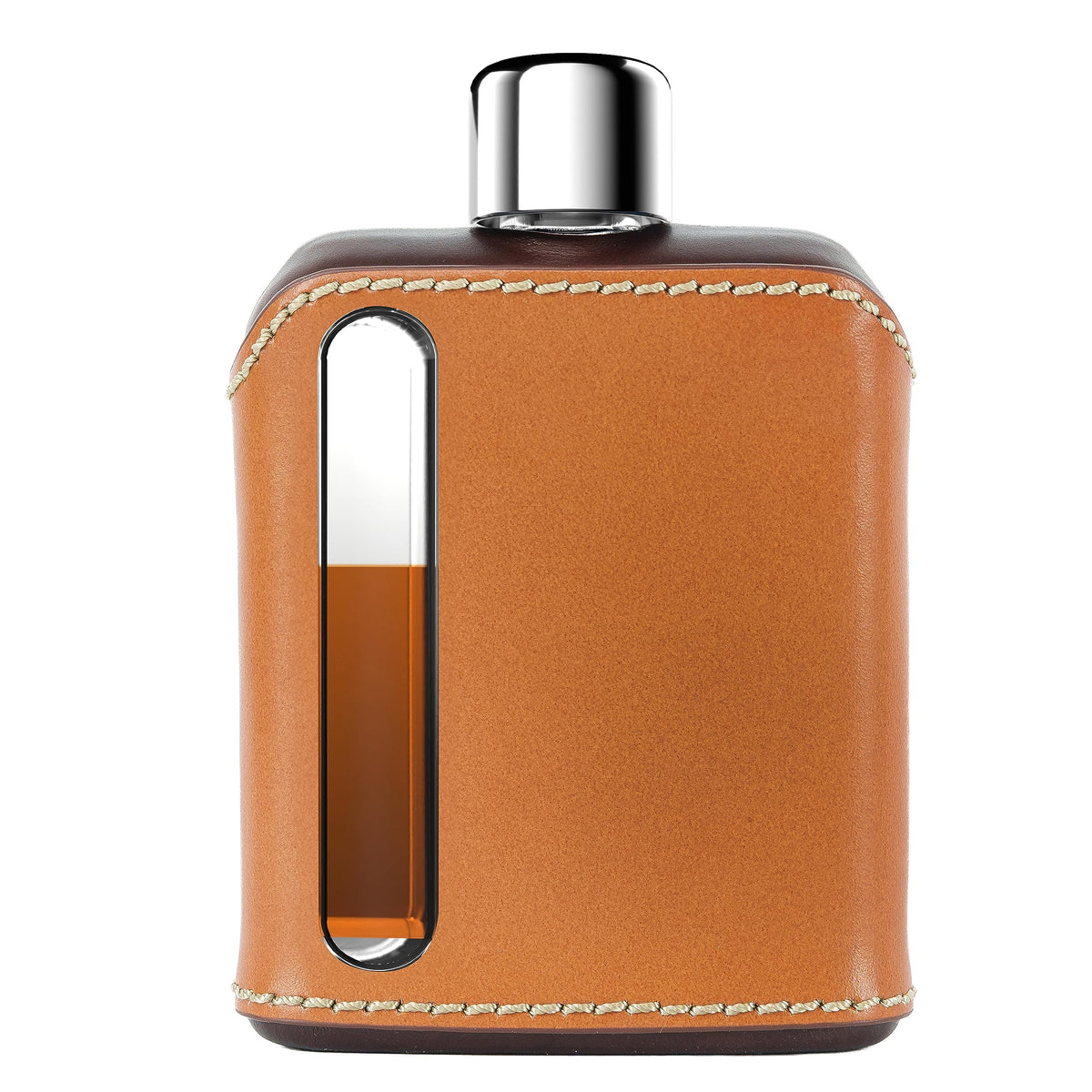 Ragproper Glass Hip Flask for Men – Modern Whiskey & Liquor Pocket Flask with Cork & Silicone Lid Liners, Durable Silicone Covered, Firm Grip – Single Shot 3.4oz (100ml) Black