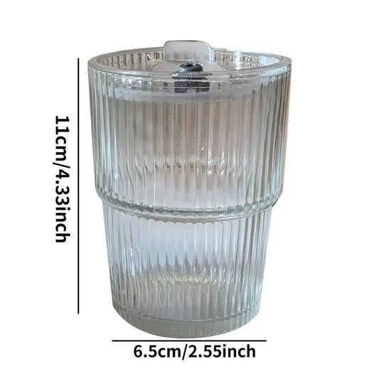 Insulated Glass Cup with Straw and Lid, Leak-Proof Portable Travel Mug for Coffee & Drinks, Drinkware Available in Single or Dual Pack, Leakproof Straw Cup