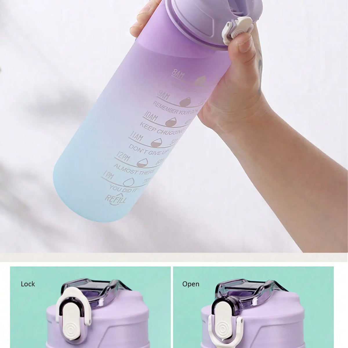 1pc 750ML Fitness Water Bottle, Portable Time Stamp Leak Proof, Tritan BPA Free, Ideal for Gym, Camping, Outdoor Sports, Durable Design, Bpa Free Drinkware