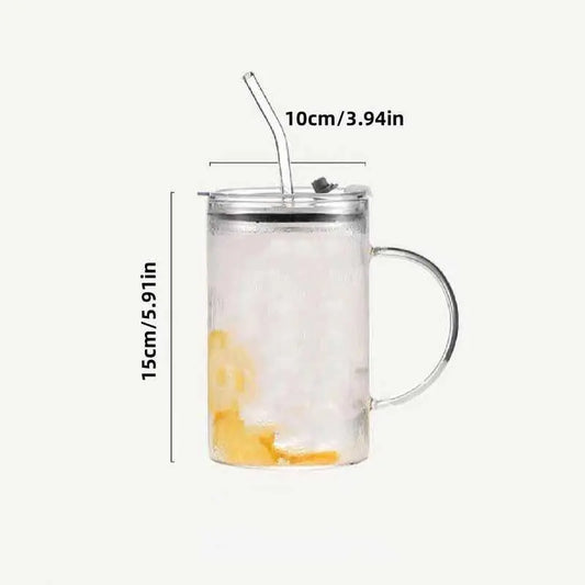 1000ml Large Capacity Glass Water Cup with Straw, Brush & Lid, 1-Count Drinking Tumbler for Home, Outdoor & Travel, Clear Drinkware