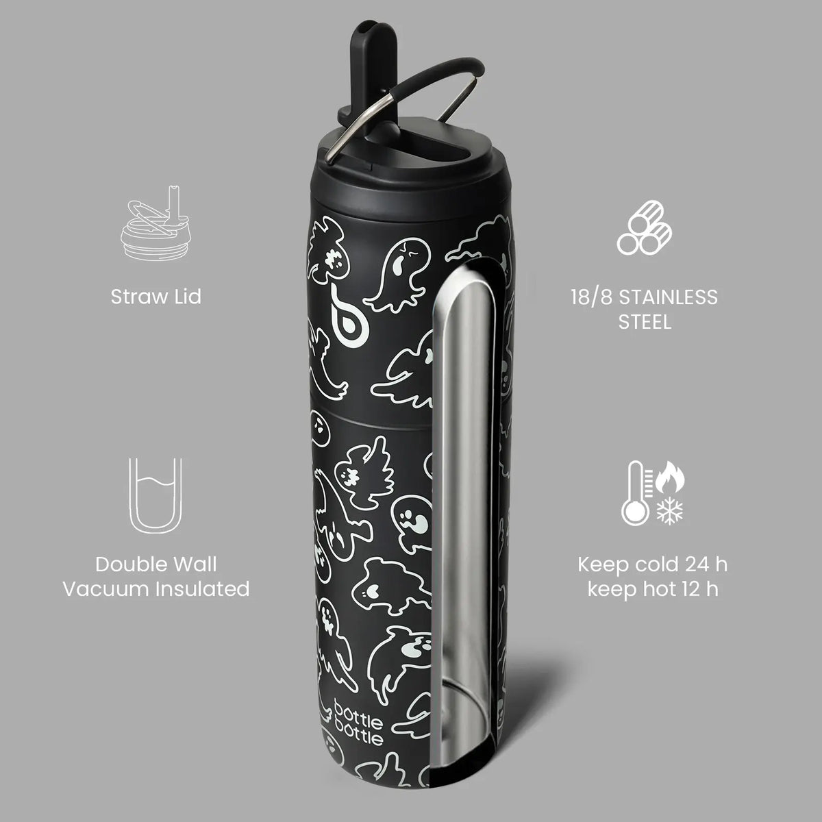 BOTTLE BOTTLE Stainless Steel Water Bottle with Straw and Lid,32oz Vacuum Insulated Water Bottle,Stay Cold for 24 Hrs, Hot for 12 Hrs, Leak-Proof Wide Mouth Water Bottles for Men and Women Flask