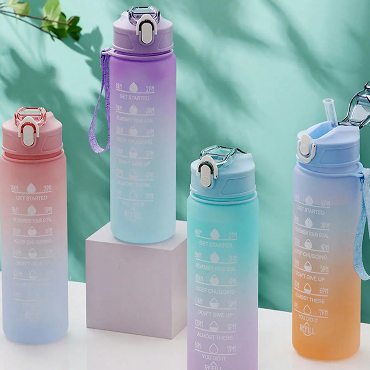 1pc 750ML Fitness Water Bottle, Portable Time Stamp Leak Proof, Tritan BPA Free, Ideal for Gym, Camping, Outdoor Sports, Durable Design, Bpa Free Drinkware
