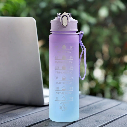 1pc 750ML Fitness Water Bottle, Portable Time Stamp Leak Proof, Tritan BPA Free, Ideal for Gym, Camping, Outdoor Sports, Durable Design, Bpa Free Drinkware