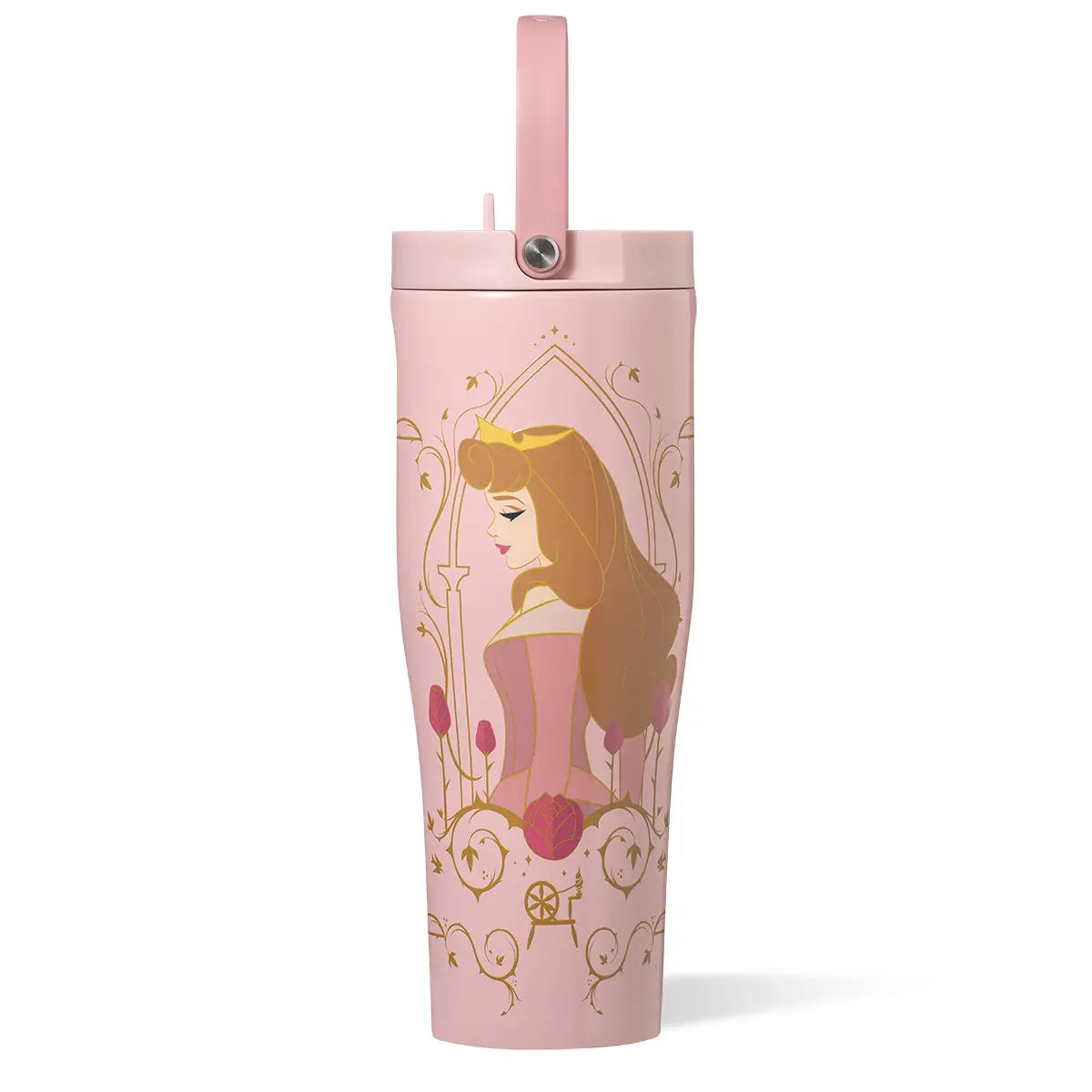 Disney Princess 30oz Leakproof Portable Travel Tumbler - BPA-Free Unisex Adults Reusable Drinkware, Tuckaway Spout, Silicone Flexible Handle, Princess Art, Outdoor Mountain Hiking Kitchenware