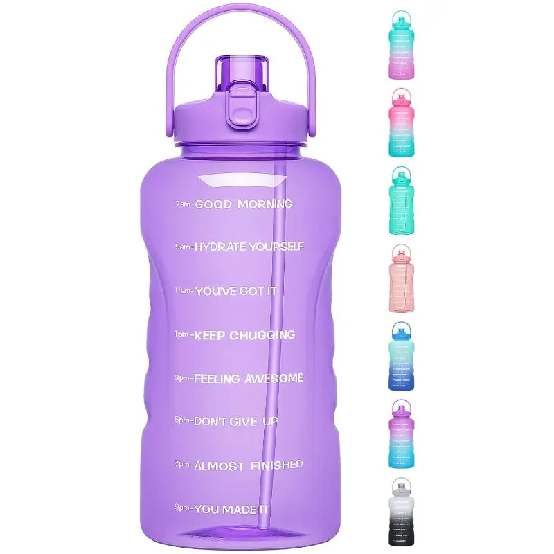HydroPal Leakproof Water Bottle - 1-Gallon/128oz/3.8L BPA-Free Unisex Portable Reusable Washable Gym Drinkware with 2-IN-1 Lid, Straw & Motivational Times to Drink Markings