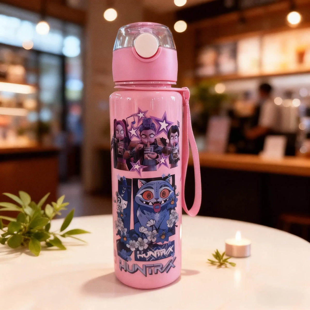 K-Pop Ghost Hunter Theme Wicked Water Bottle with Straw & Lid, Reusable Hard Plastic, 700ML, Eco-Friendly Drinkware for School, Travel, Coffee Use & Halloween Parties, Teen Gift, Portable Water Bottles