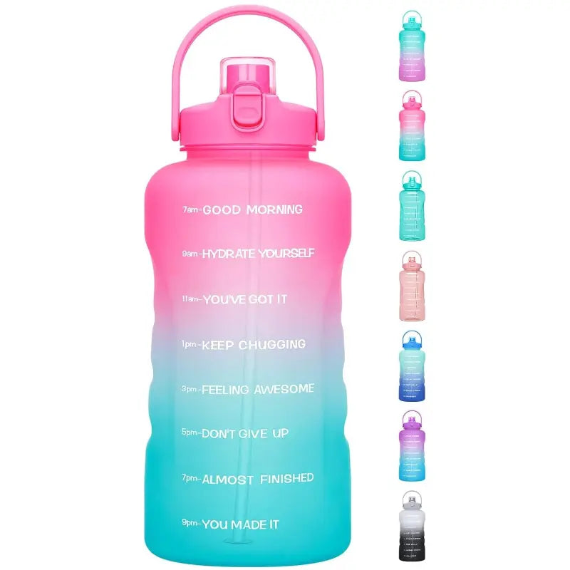 HydroPal Leakproof Water Bottle - 1-Gallon/128oz/3.8L BPA-Free Unisex Portable Reusable Washable Gym Drinkware with 2-IN-1 Lid, Straw & Motivational Times to Drink Markings