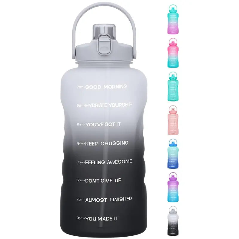 HydroPal Leakproof Water Bottle - 1-Gallon/128oz/3.8L BPA-Free Unisex Portable Reusable Washable Gym Drinkware with 2-IN-1 Lid, Straw & Motivational Times to Drink Markings