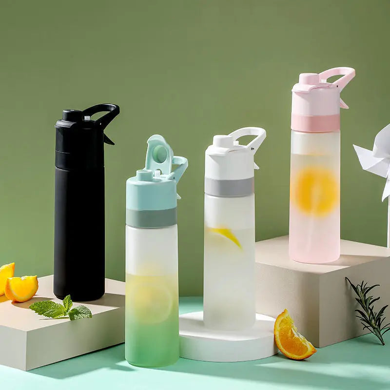 1 Piece 650ml Gradient Leakproof Water Bottle, Hydration Bottle, Portable Drinkware, Large Capacity Sports Drinking Cup With Spray Mist Function For Gym & Travel, Portable Water Bottles