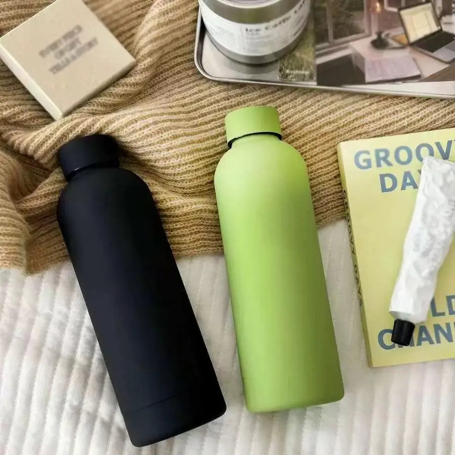 500ML Vacuum Insulated Water Bottle Flask, Matte Anti-Hot Outer Layer, Portable Outdoor Sports Cup, Travel Gift, Fashion Car Accessory, Drinkware, Insulated Flasks