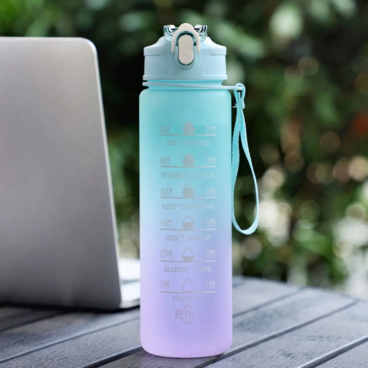1pc 750ML Fitness Water Bottle, Portable Time Stamp Leak Proof, Tritan BPA Free, Ideal for Gym, Camping, Outdoor Sports, Durable Design, Bpa Free Drinkware