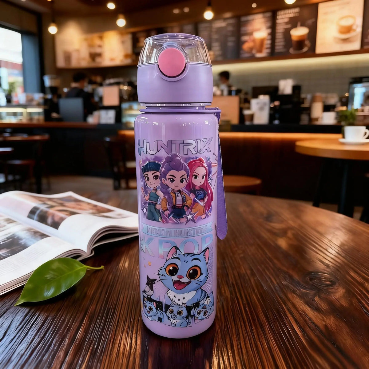 K-Pop Ghost Hunter Theme Wicked Water Bottle with Straw & Lid, Reusable Hard Plastic, 700ML, Eco-Friendly Drinkware for School, Travel, Coffee Use & Halloween Parties, Teen Gift, Portable Water Bottles