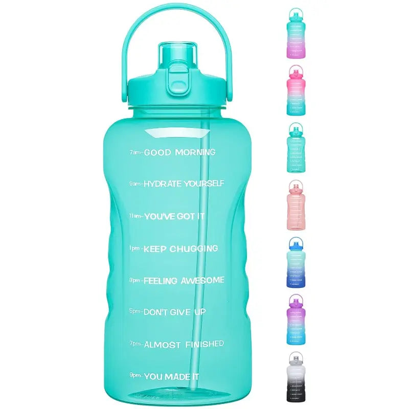 HydroPal Leakproof Water Bottle - 1-Gallon/128oz/3.8L BPA-Free Unisex Portable Reusable Washable Gym Drinkware with 2-IN-1 Lid, Straw & Motivational Times to Drink Markings